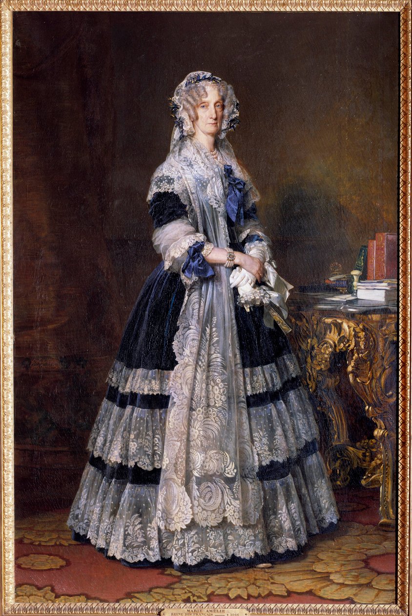 Portrait en pied de Marie Amelie de Bourbon, rainha dos franceses (1782-1866). Pintura de Xaver Winterhalter (1806-1873) 1842. Dim. 2,15 x 1,40 m de Franz Xaver Winterhalter