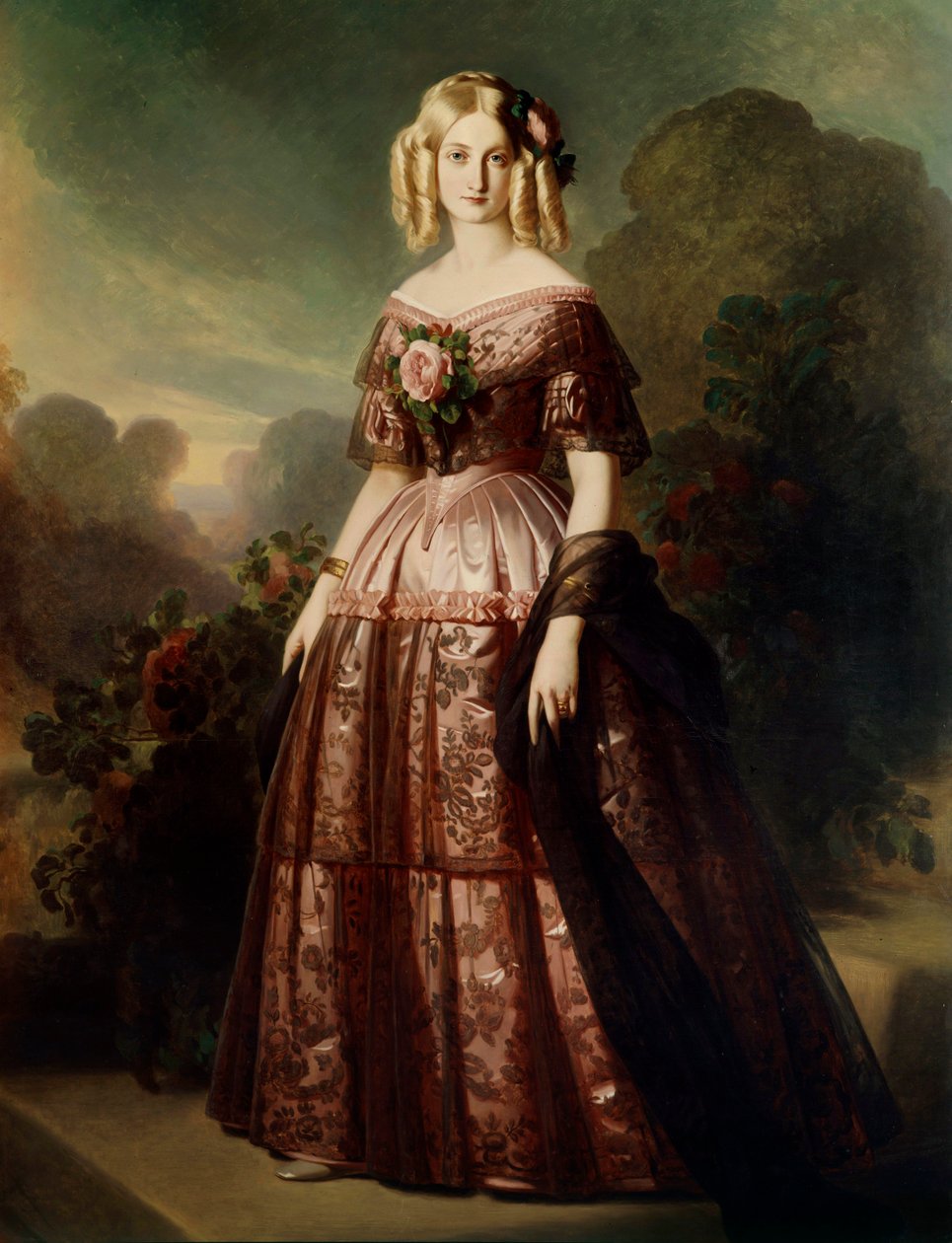 Retrato de corpo inteiro de Marie Caroline Auguste de Bourbon Salerno, Duquesa d "Aumale de Franz Xaver Winterhalter