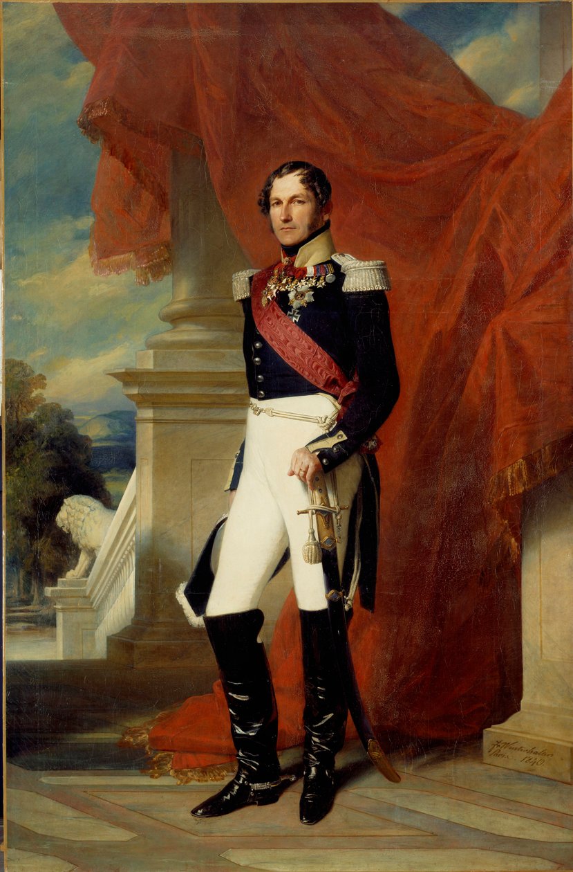 Retrato no pé de Leopold I (1790-1865), Rei dos Belgas Pintura de Xaver Winterhalter (1806-1873) 1840 Sol. 2,78x1,81 m de Franz Xaver Winterhalter