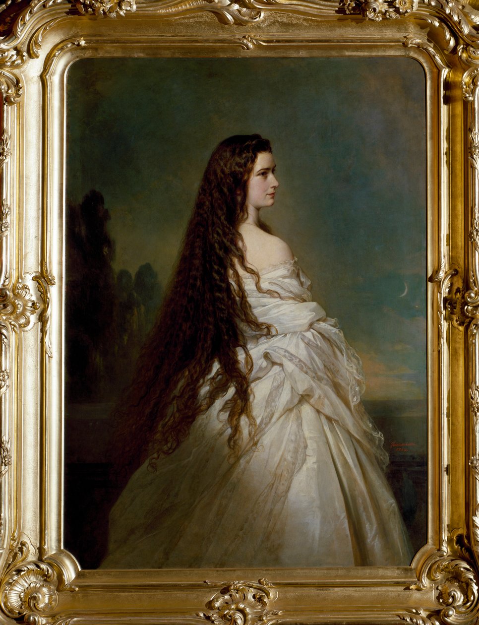 Retrato de Elisabeth de Wittelsbach (1837-1898) (sissi), Imperador da Áustria (1854-1898) e Rainha da Hungria (1867-1898) Pintura de Franz Xaver Winterhalter (1806-1873) de Franz Xaver Winterhalter
