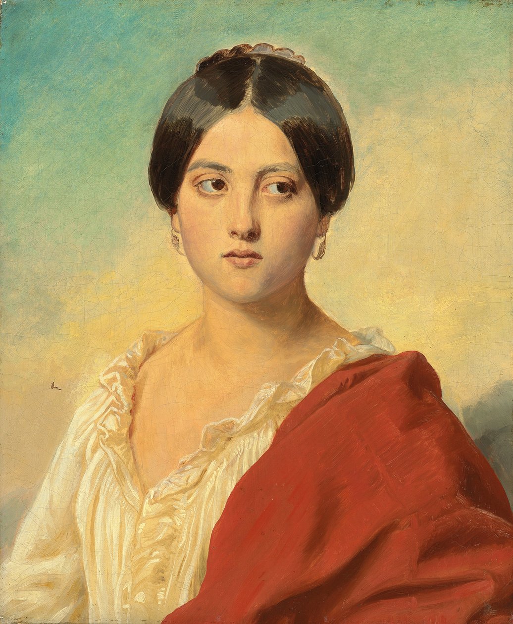 Retrato, italiano, menina, meio comprimento, c.1834 de Franz Xaver Winterhalter