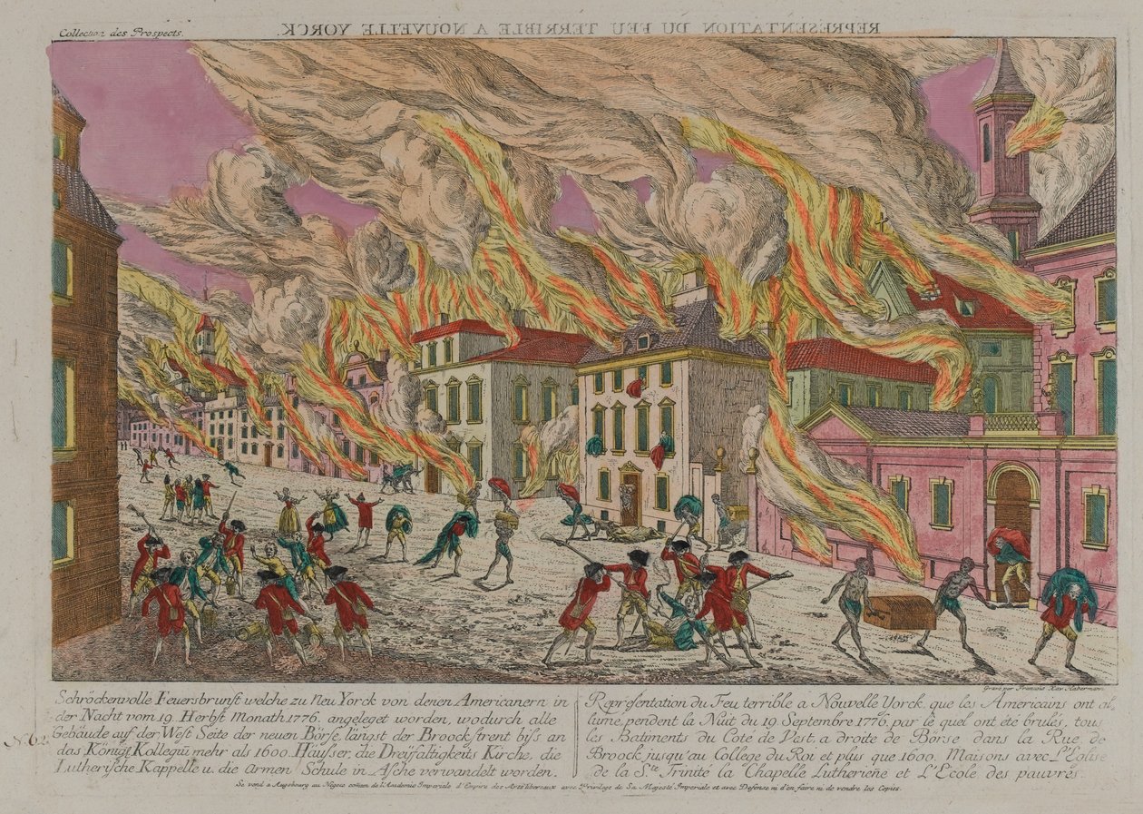 Fire, Nova York, por volta de 1776 de Franz Xaver Habermann