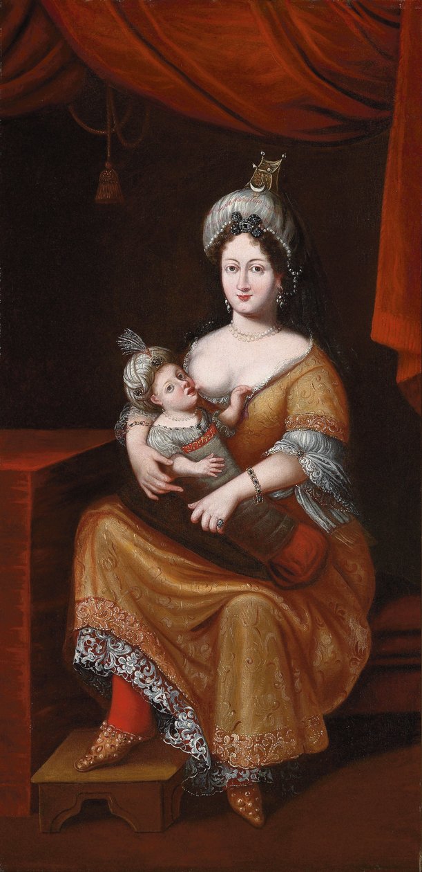 Kösem Sultan e seu filho, o futuro sultão Murad IV ou sultão Ibrahim, segundo quarto do século XVII de Franz and Gemminger Herrmann