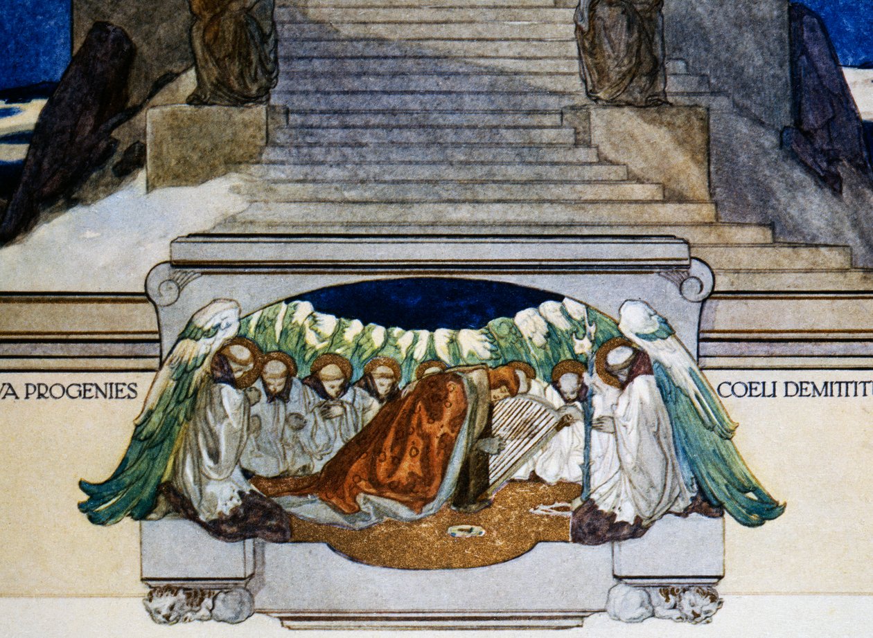 E nova progênie descende do céu, Purgatório, canto XXII, Divina Comédia de Dante Alighieri, ilustração de Franz von Bayros (1866-1924), Viena de Franz von  Bayros
