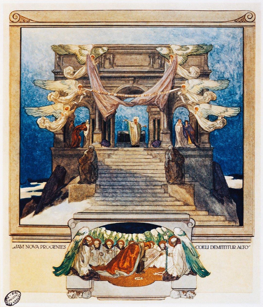 E nova progênie desce do céu, Verso 72, Purgatório, Canto XXII, A Divina Comédia, de Dante Alighieri (1265-1325), ilustração de Franz Von Bayros (1866-1924), Viena de Franz von  Bayros