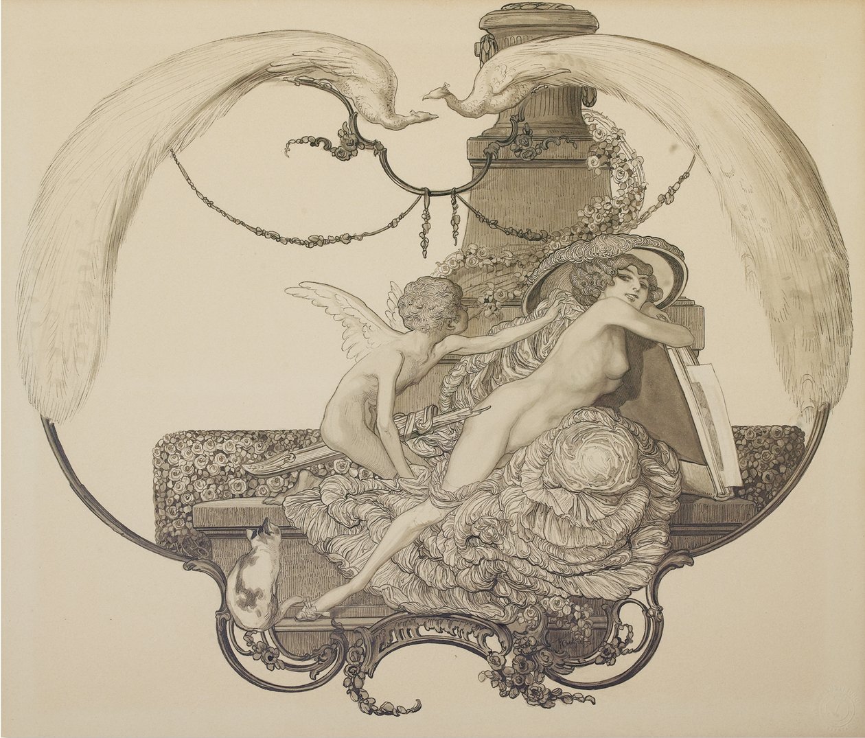 Design para um bookplate de Franz von Bayros