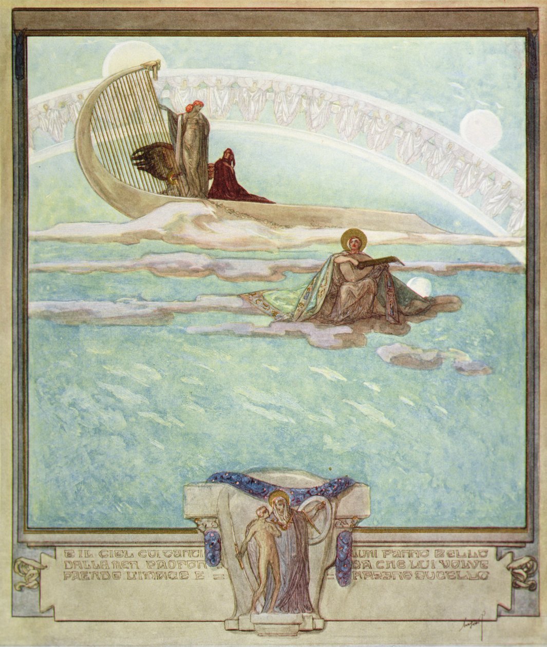 Ilustração de Dantes Divine Comedy, Paradise, Canto II, 1921 (wc no papel) de Franz von Bayros