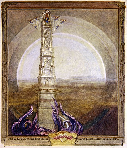 Ilustração de Dantes Divine Comedy, Paradise, Canto I, 1921 (wc no papel) de Franz von Bayros
