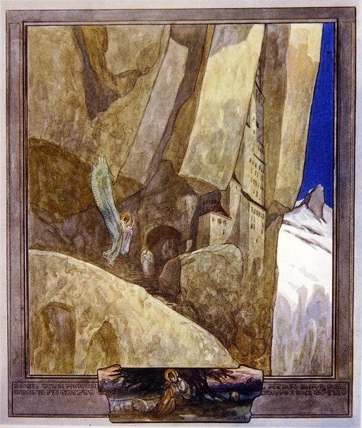 Ilustração de Dantes Divine Comedy, Paradise, Canto XXI, 1921 (wc no papel) de Franz von Bayros
