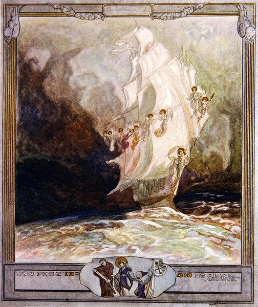 Ilustração de Dantes Divine Comedy, Paradise, Canto XXVII, 1921 (wc no papel) de Franz von Bayros
