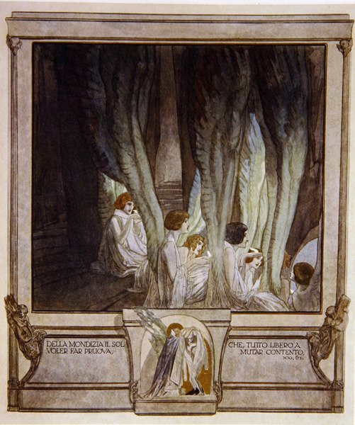 Ilustração de Dantes Divina Comédia, Purgatório, Canto XXI: 62, 1921 (wc on paper) de Franz von Bayros