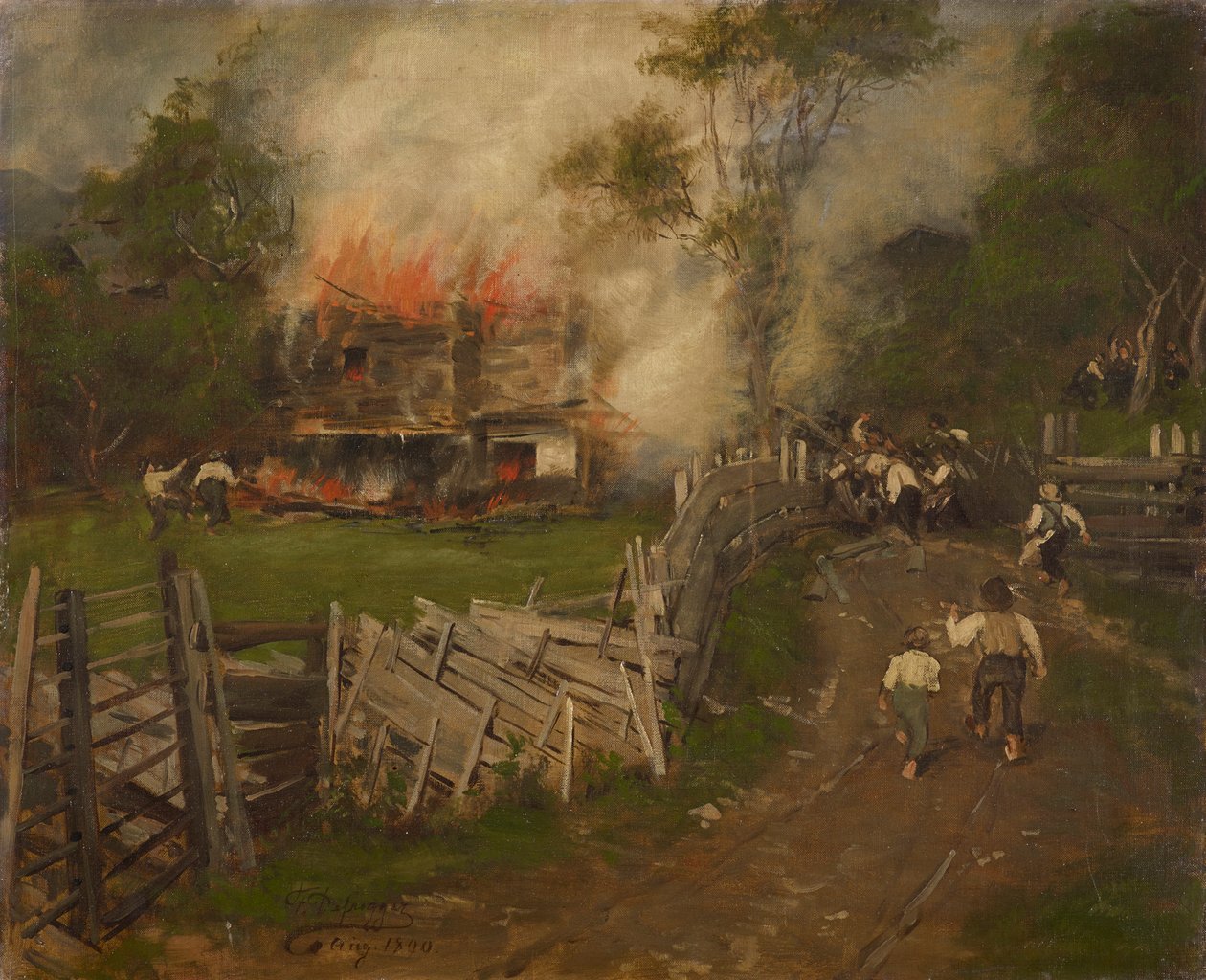 A queima de Seppenhaus em Reith de Franz von Defregger