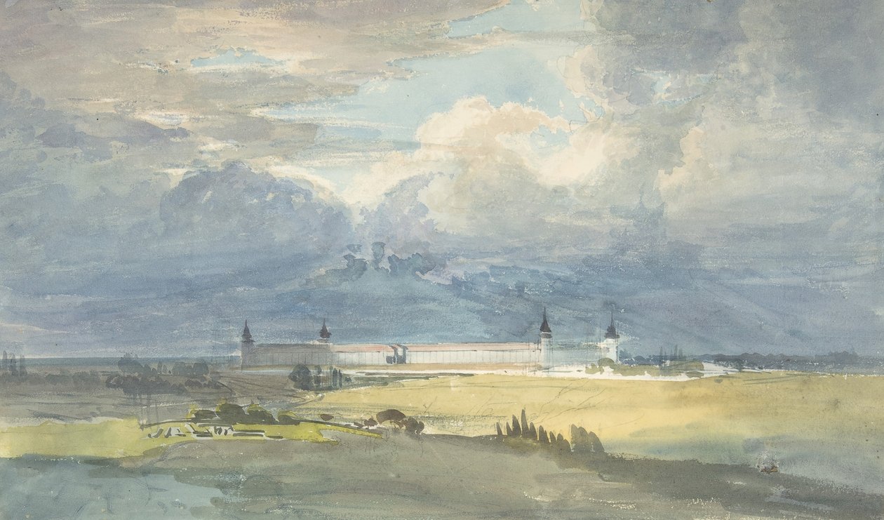 Paisagem com um grande edifício, 1818-83. de Franz von Hauslab