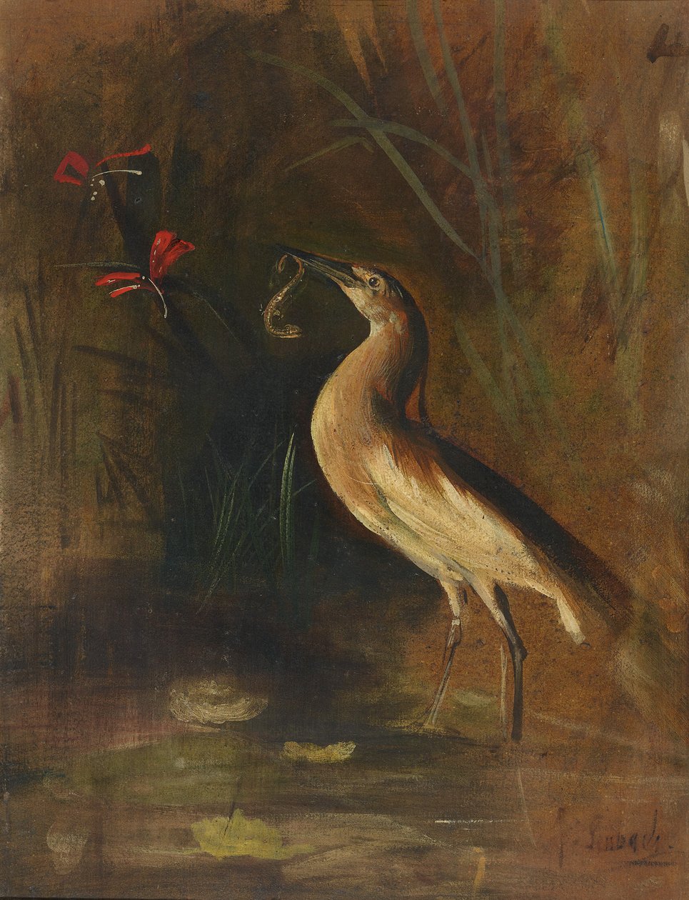 Garças e salamandras de Franz von Lenbach