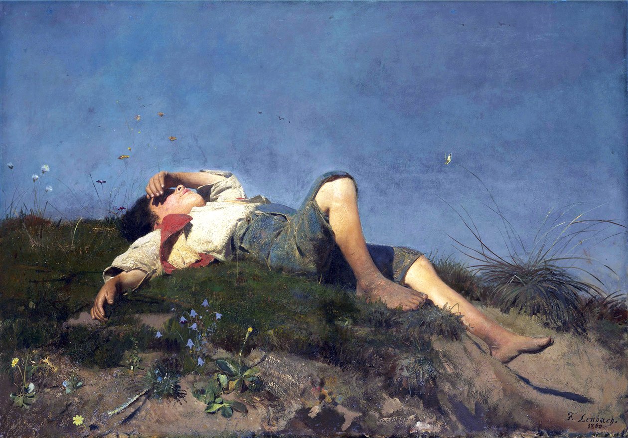 Alemão: Hirtenknabe Shepherd boy de Franz von Lenbach