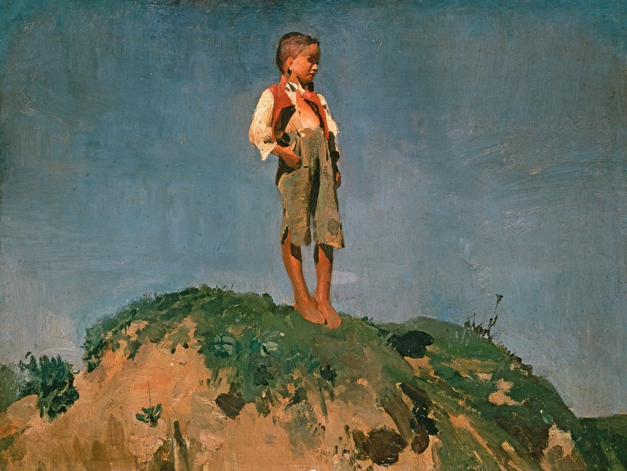 Guardião numa colina de relva de Franz von Lenbach