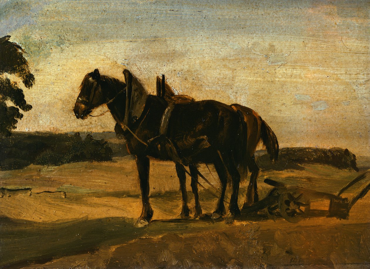 Cavalos diante do arado de Franz von Lenbach