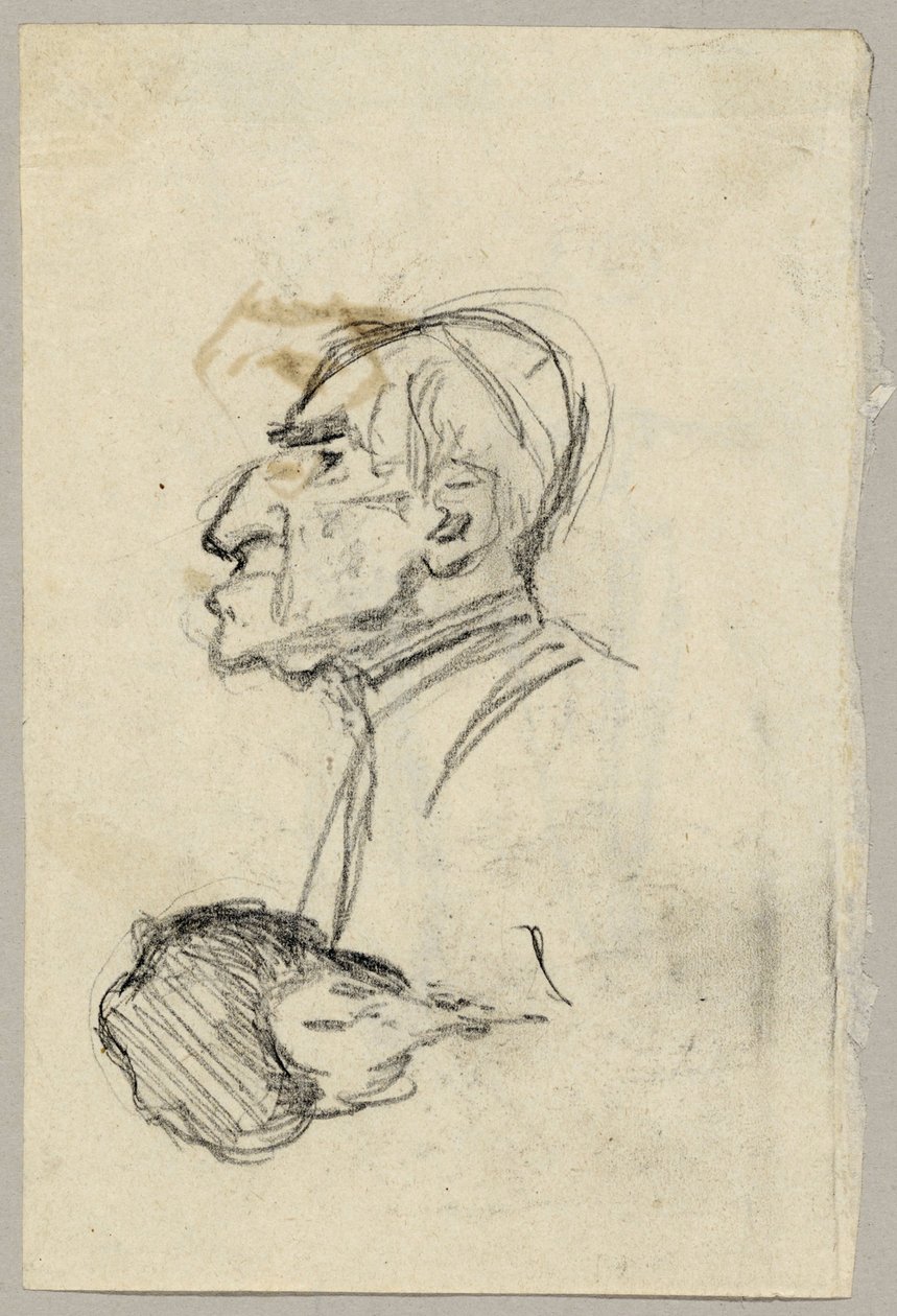 Estudo de retrato de um cardeal, verso: mula em vista dorsal (?) de Franz von Lenbach