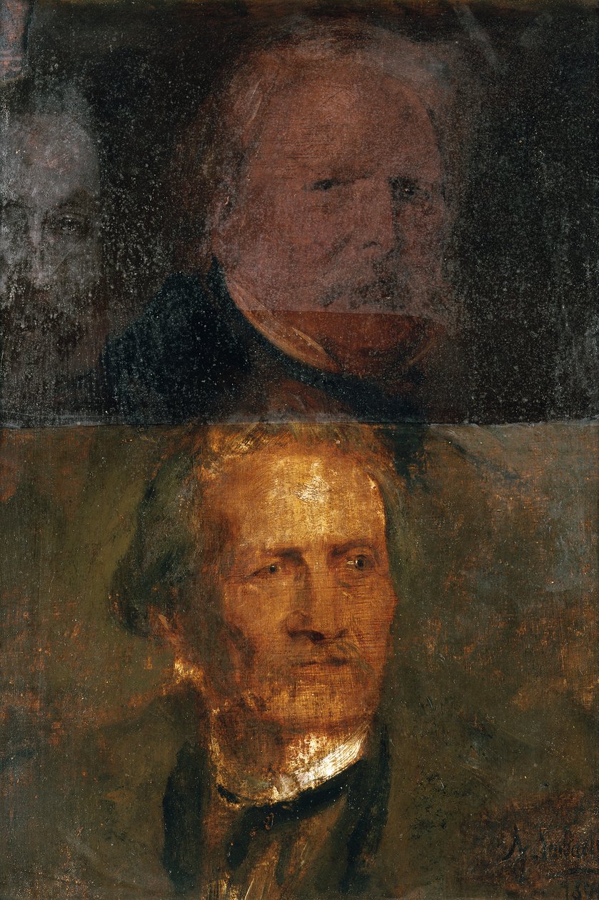 Estudos de retrato (Moritz von Schwind e Gottfried Semper) de Franz von Lenbach