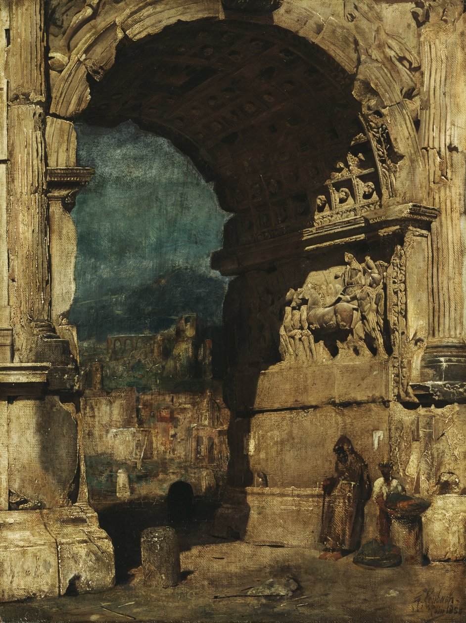 Estudo para a pintura O Arco de Tito em Roma de Franz von Lenbach