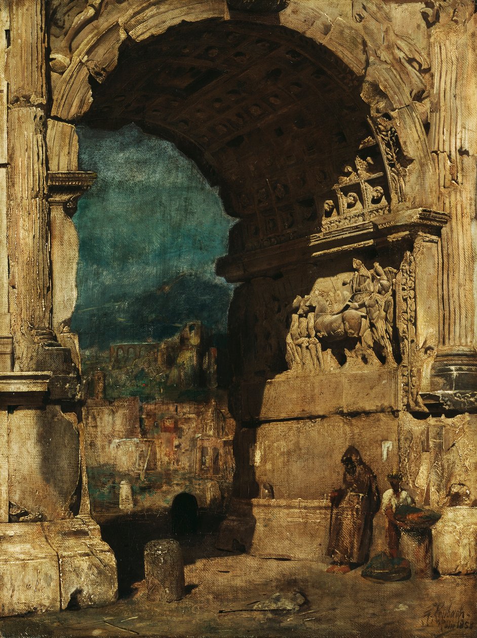 Estudo sobre o quadro «O Arco de Tito em Roma» de Franz von Lenbach