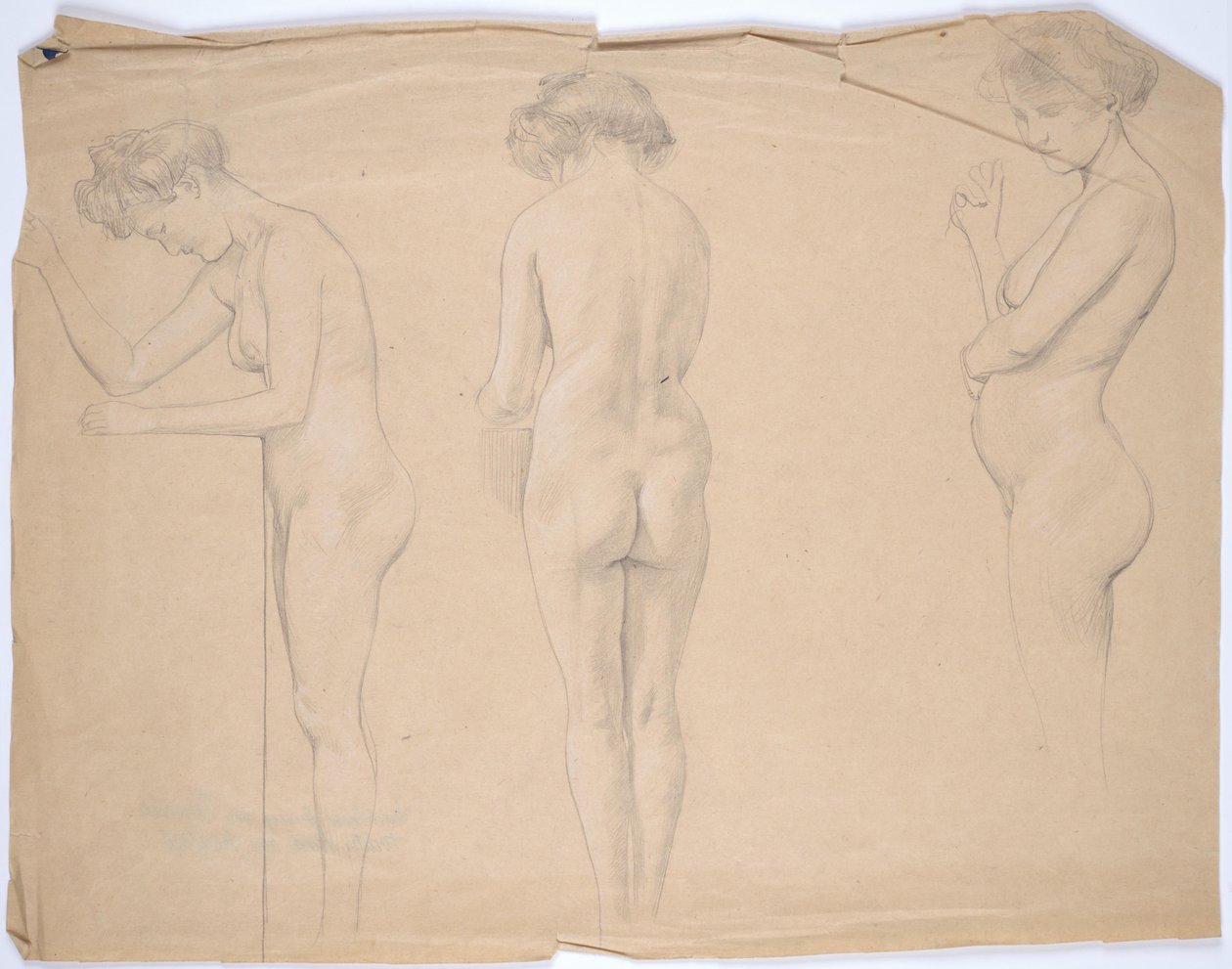 Estudos de nu de uma mulher grávida de Franz von Matsch