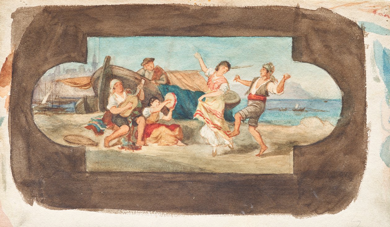 A Dança dos Italianos - Desenho de uma Pintura de Tecto de Franz von Matsch