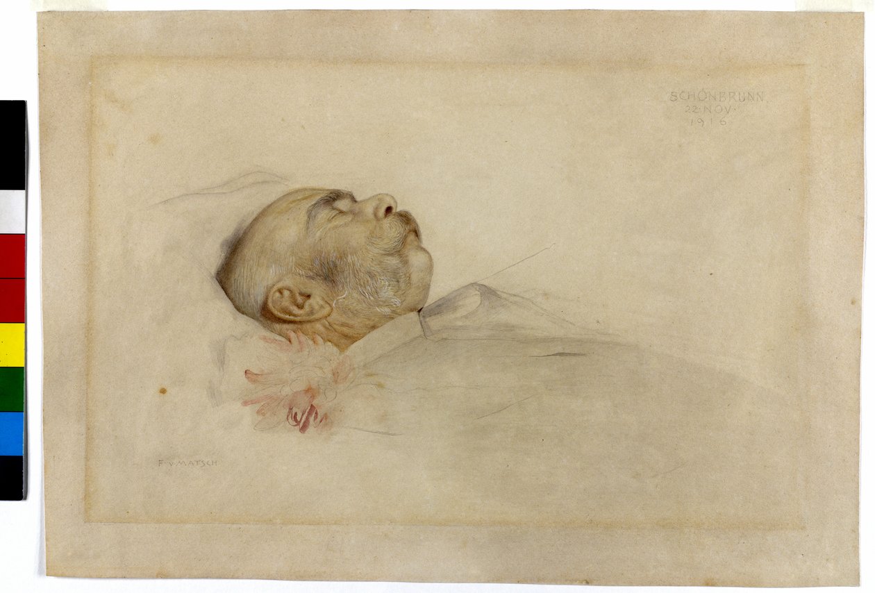 O imperador Francisco José I no leito de morte de Franz von Matsch