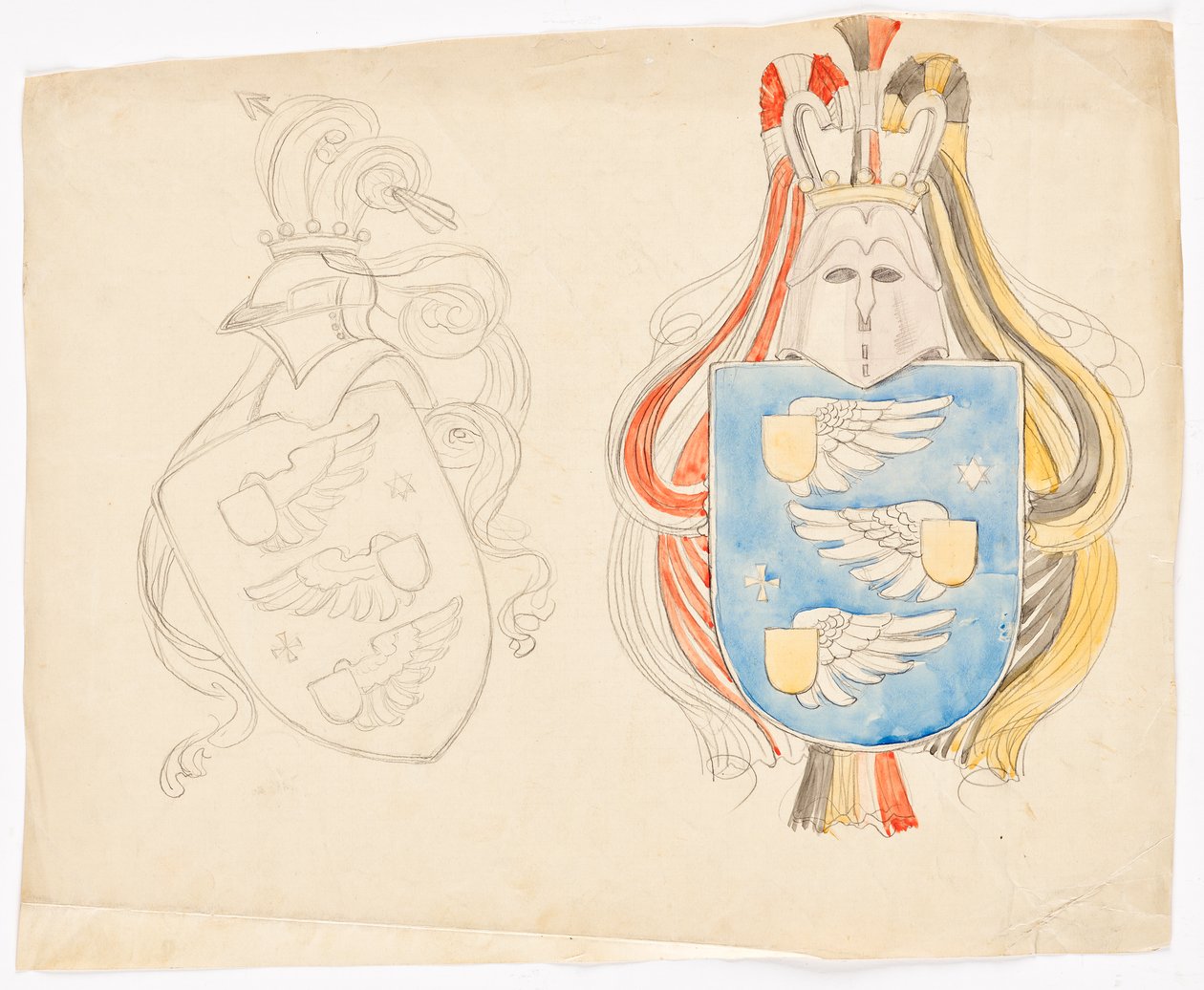 Desenho para um brasão de armas familiar de Franz von Matsch