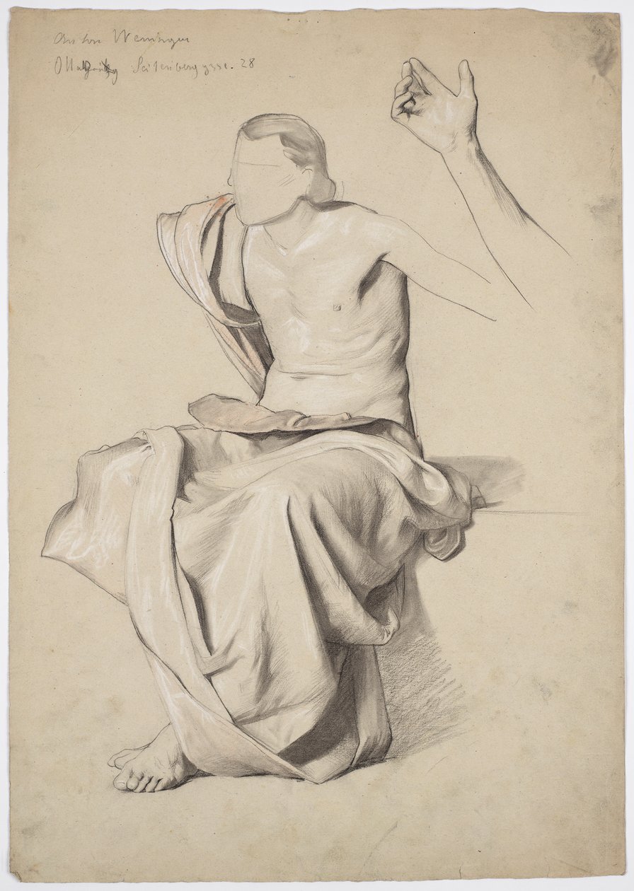 Estudo de figura para a "Recitação" de Pintura de Tecto no Teatro Municipal Reichenberg/Liberec de Franz von Matsch