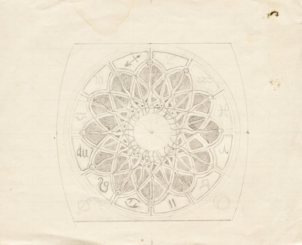 Esboço para o mostrador do relógio âncora (?) de Franz von Matsch
