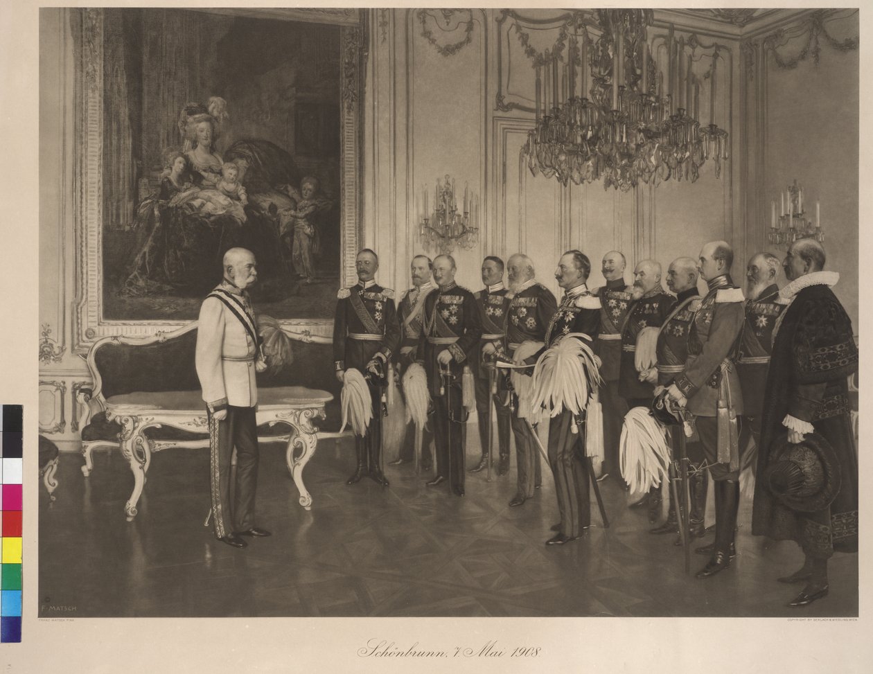 Visita do Príncipe Alemão das Federações a 8 de maio de 1908 no castelo de Schoenbrunn de Franz von Matsch