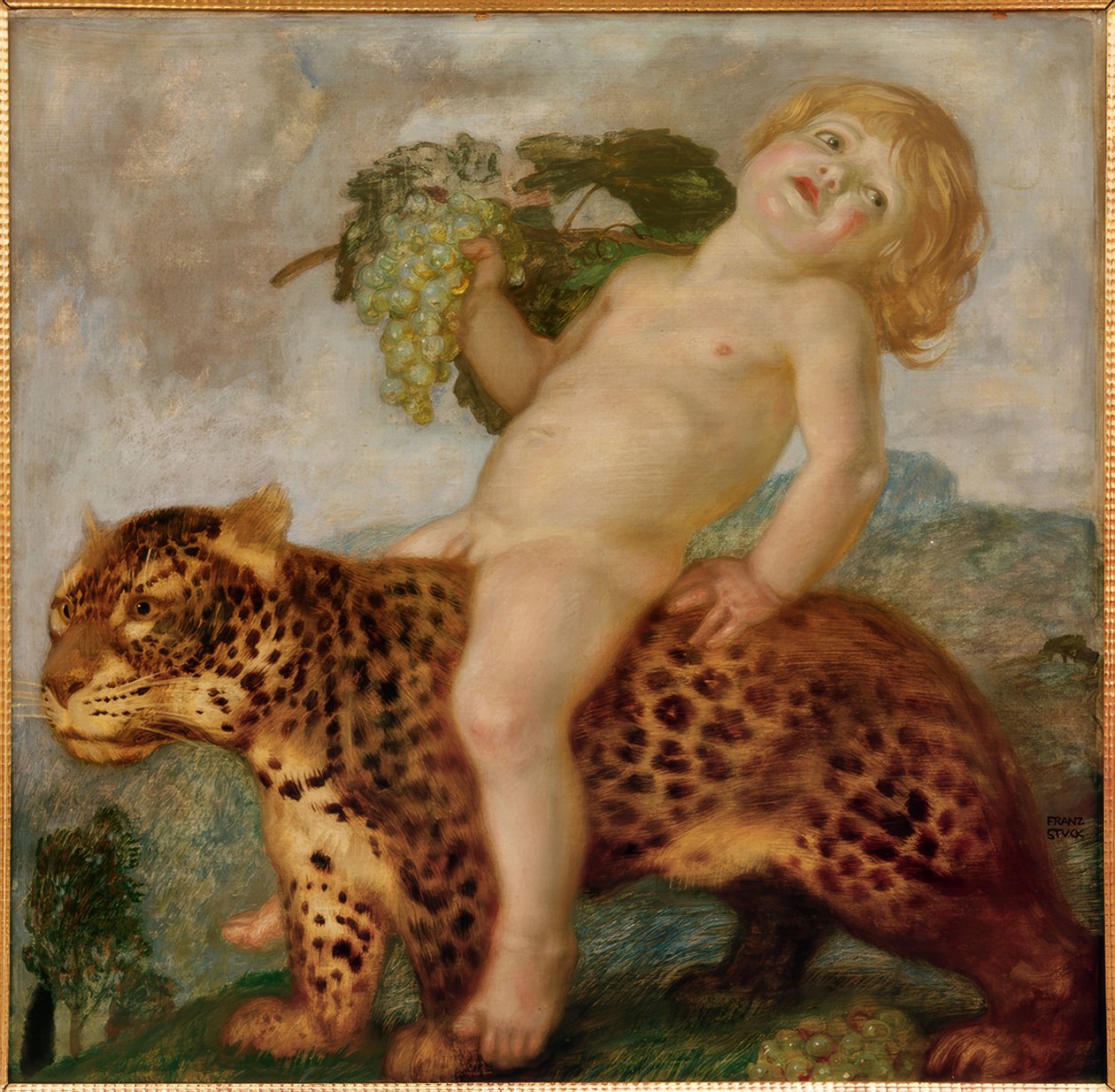 Baco menino em uma pantera de Franz von Stuck