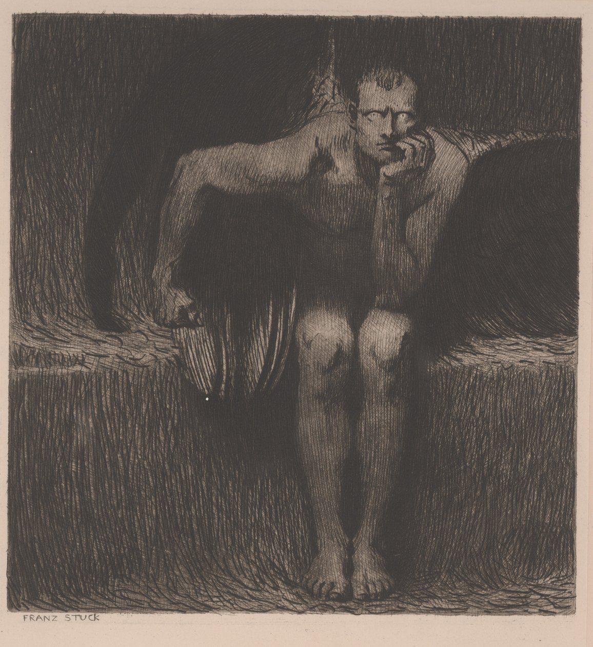 Lúcifer, c.1890 (gravura) de Franz von Stuck