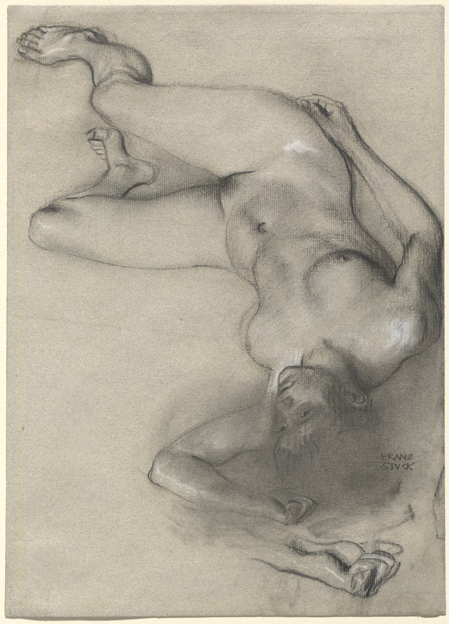 Mulher nua deitada no chão de Franz von Stuck