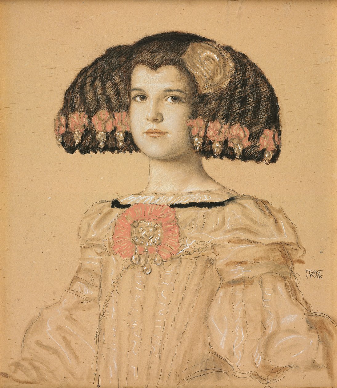 Retrato de Maria, filha do artista, em traje espanhol, 1908 de Franz von Stuck