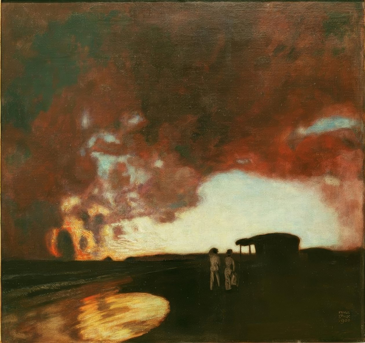 Pôr do sol no mar de Franz von Stuck
