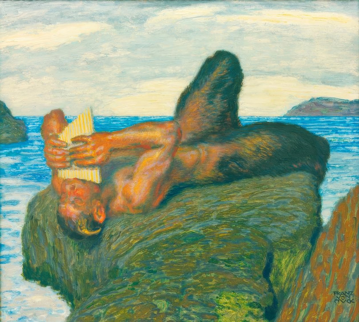 Syrinx soprando fauno no mar de Franz von Stuck