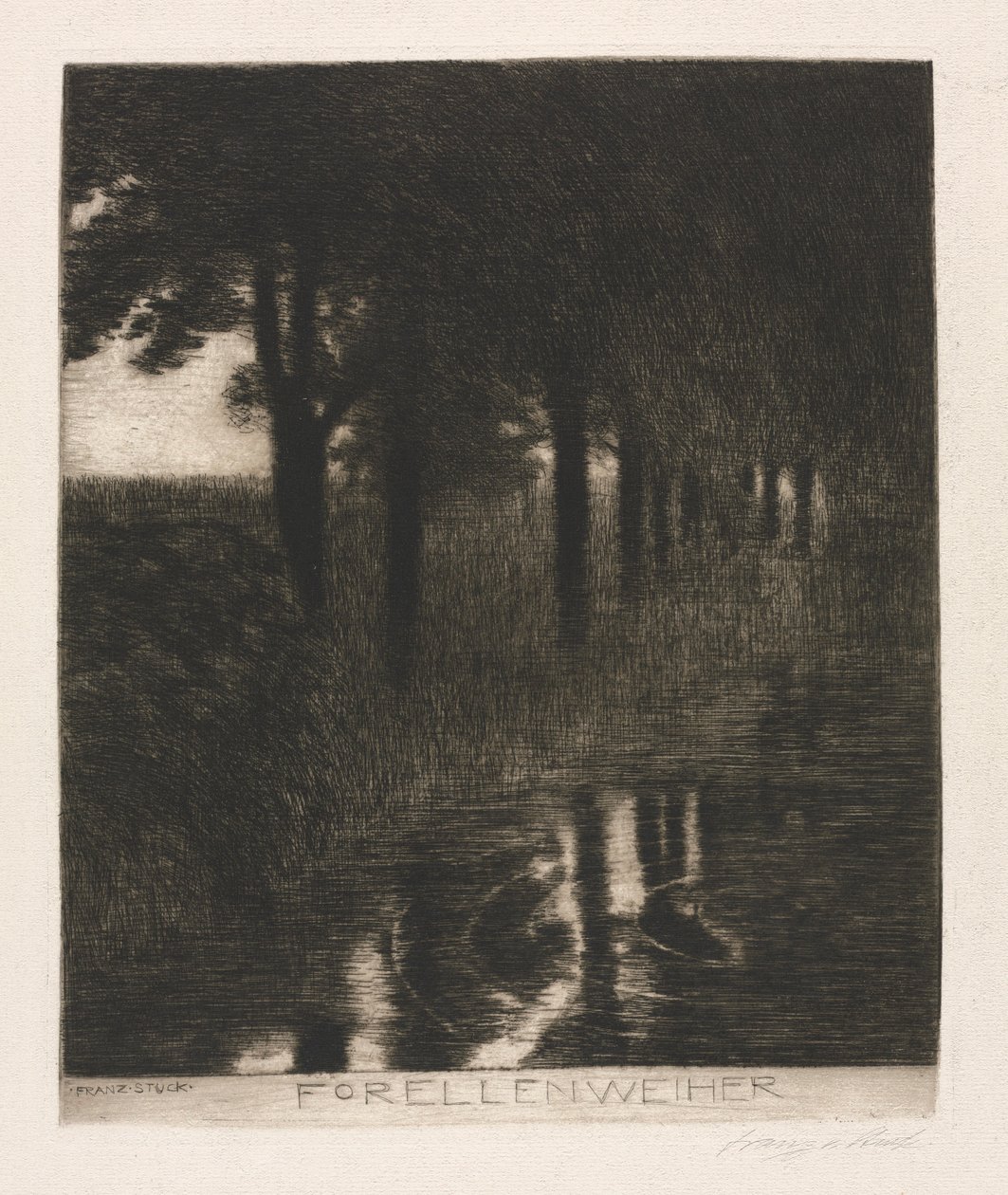 Lagoa da truta. de Franz von Stuck