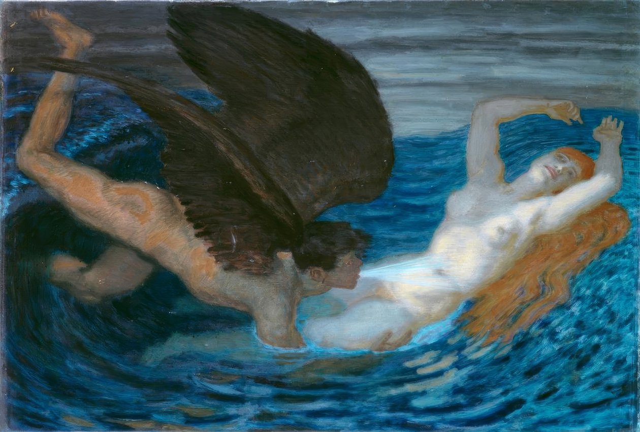 Vento e onda de Franz von Stuck