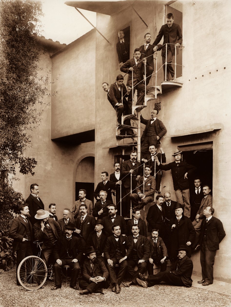 Retrato dos funcionários do estabelecimento fotográfico Alinari Brothers, em Florença, 1899 (placa de vidro) de Fratelli Alinari Fratelli Alinari