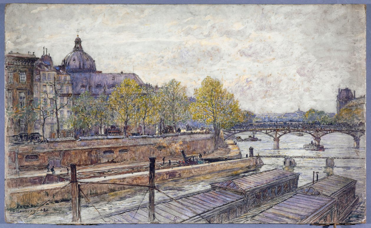 Francês: Le quai Conti et le pont des Arts de Frederic Anatole Houbron