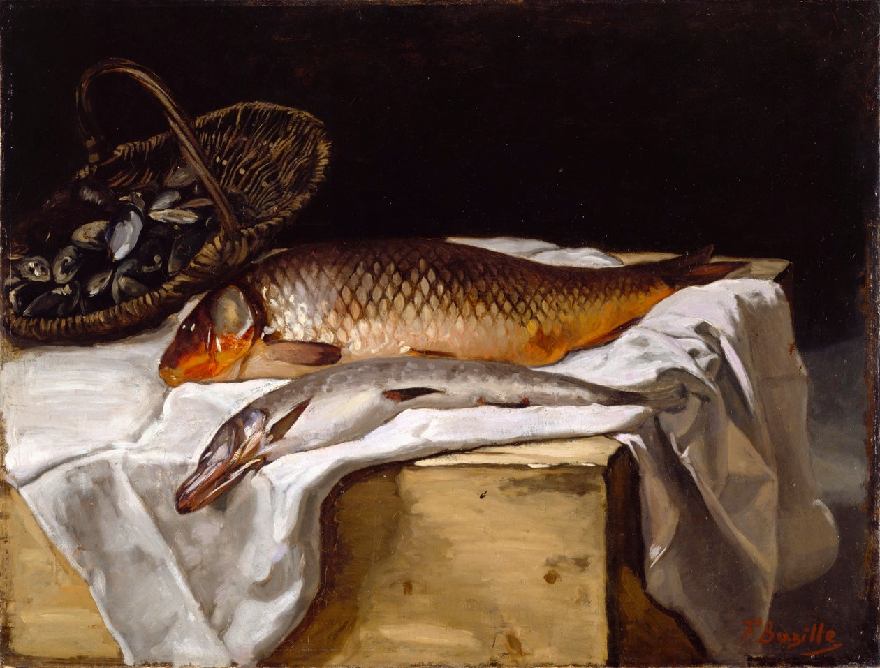 Natureza morta com peixes de Frédéric Bazille