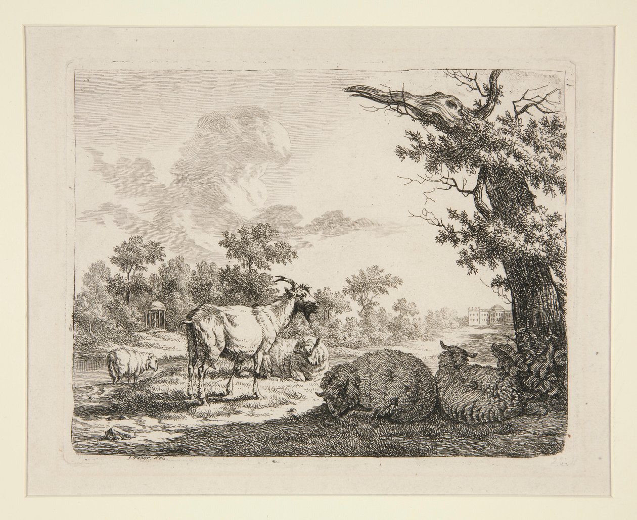 Ovelhas num prado de Frédéric Théodore Faber