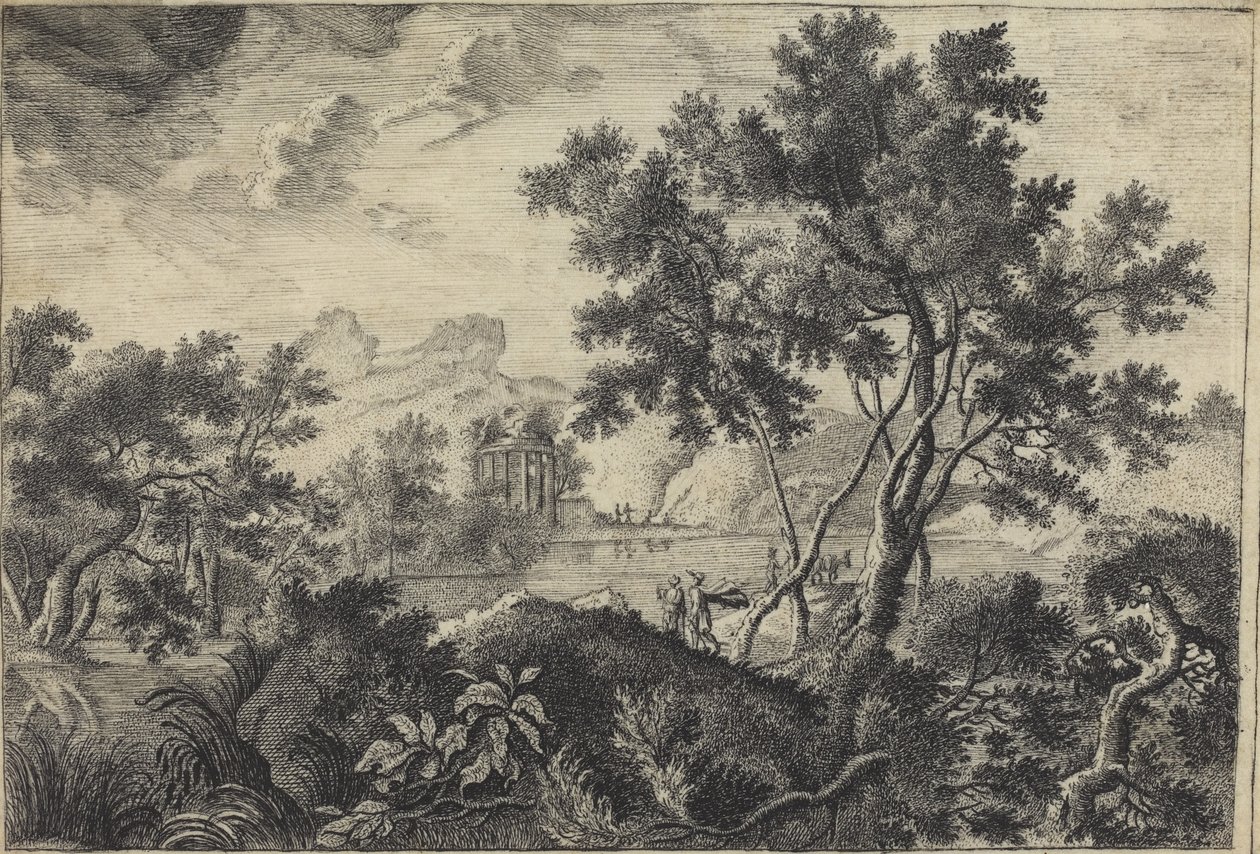 Paisagem clássica com um Tempietto de Frédéric de Moucheron