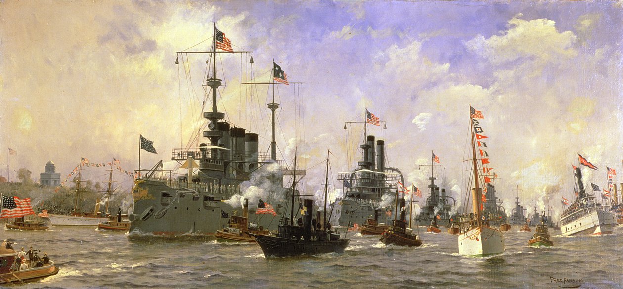 Desfile Naval, realizado em honra do comandante George Dewey (1837-1917) 1898 de Fred Pansing