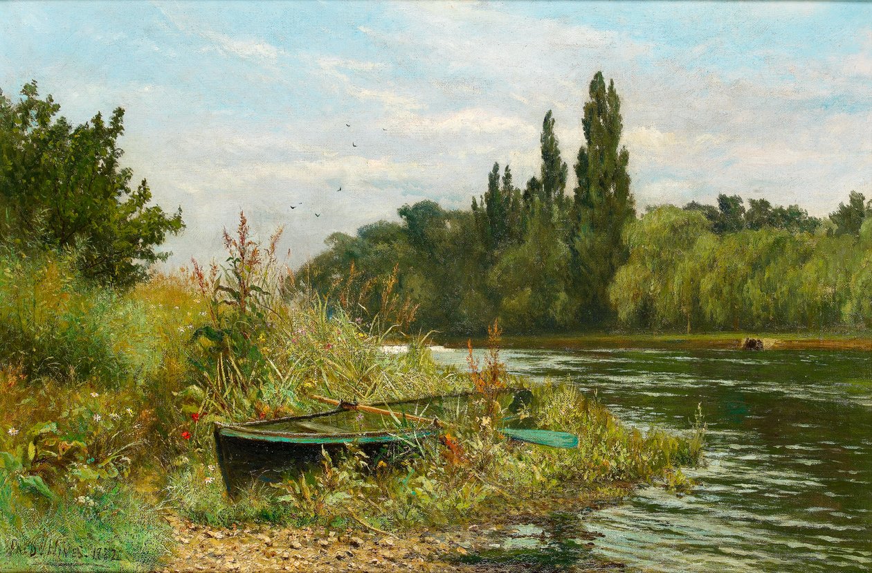 Um local tranquilo no rio Tamisa, 1882 de Fred Hines
