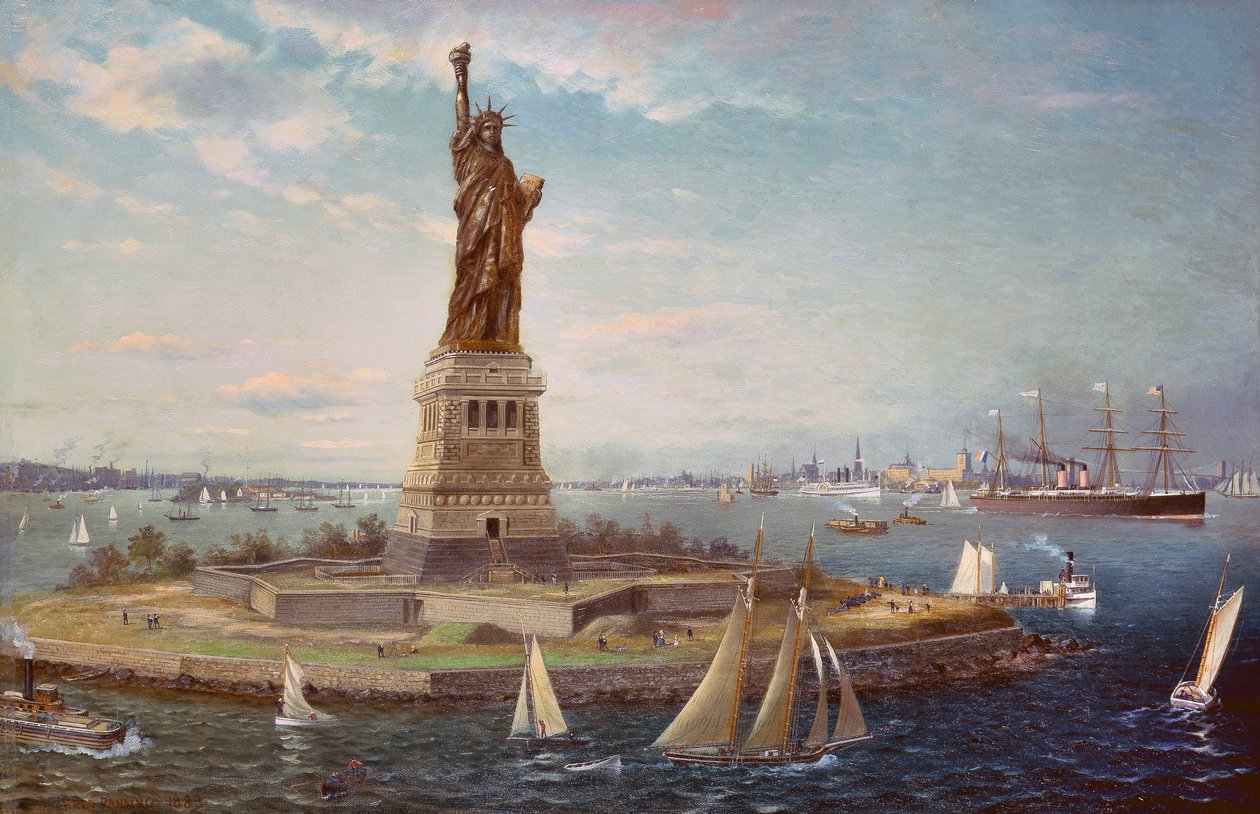 Liberty Island, porto de Nova York, 1883 de Fred Pansing