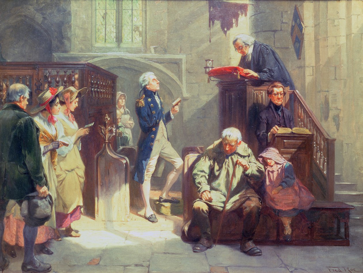 Nelson na igreja (petróleo na tela) de Fred Roe