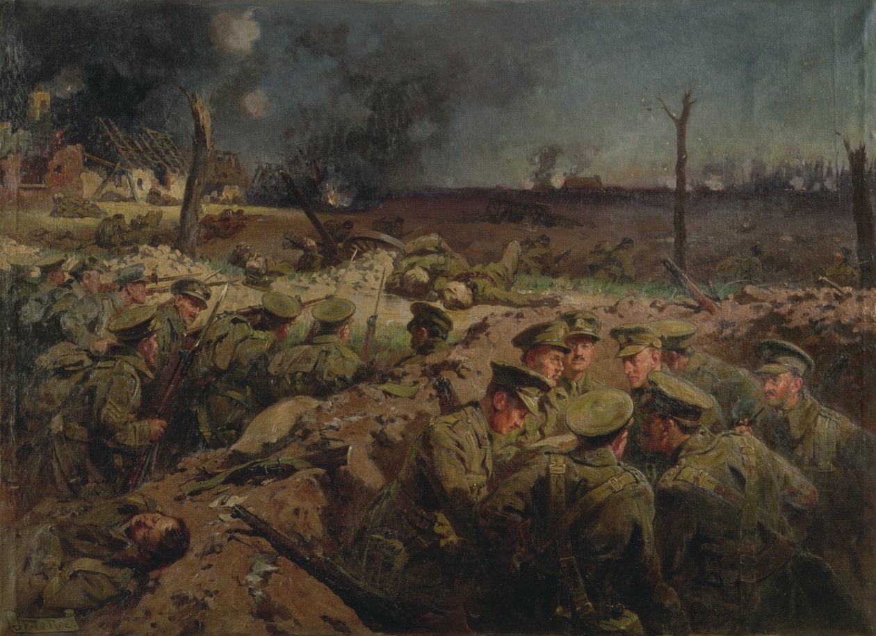 O 4º Suffolks em Neuve Chapelle em 11 de março de 1915 de Fred Roe